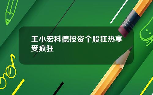 王小宏科德投资个股狂热享受疯狂