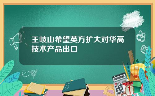 王岐山希望英方扩大对华高技术产品出口