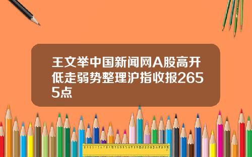 王文举中国新闻网A股高开低走弱势整理沪指收报2655点