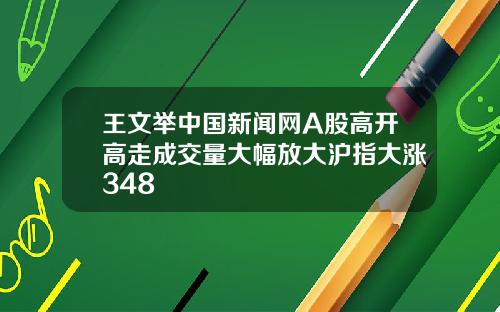 王文举中国新闻网A股高开高走成交量大幅放大沪指大涨348