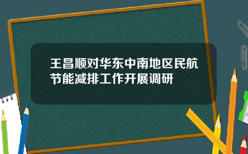 王昌顺对华东中南地区民航节能减排工作开展调研