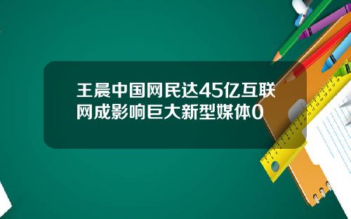 王晨中国网民达45亿互联网成影响巨大新型媒体0