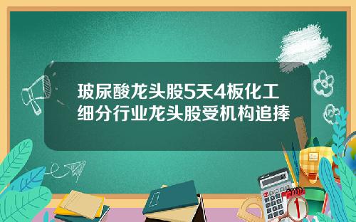 玻尿酸龙头股5天4板化工细分行业龙头股受机构追捧