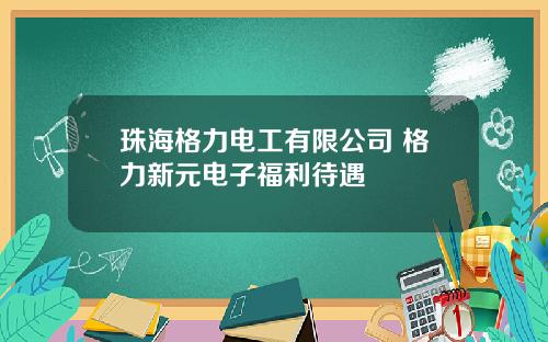 珠海格力电工有限公司 格力新元电子福利待遇