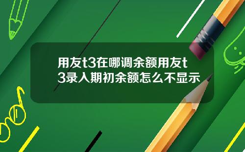 用友t3在哪调余额用友t3录入期初余额怎么不显示