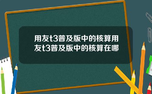 用友t3普及版中的核算用友t3普及版中的核算在哪