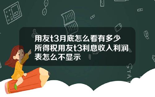 用友t3月底怎么看有多少所得税用友t3利息收入利润表怎么不显示