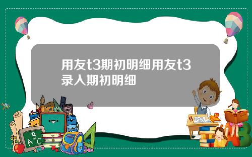 用友t3期初明细用友t3录入期初明细