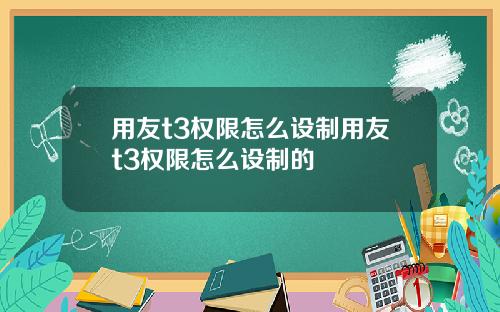 用友t3权限怎么设制用友t3权限怎么设制的