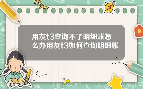用友t3查询不了明细账怎么办用友t3如何查询明细账
