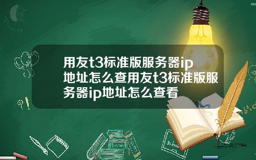 用友t3标准版服务器ip地址怎么查用友t3标准版服务器ip地址怎么查看