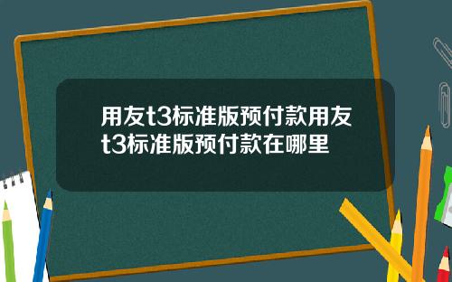 用友t3标准版预付款用友t3标准版预付款在哪里