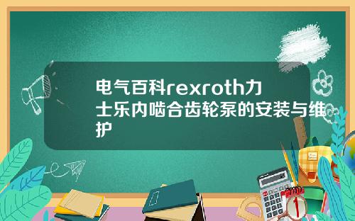 电气百科rexroth力士乐内啮合齿轮泵的安装与维护