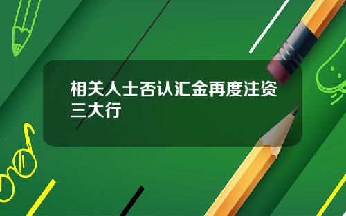 相关人士否认汇金再度注资三大行