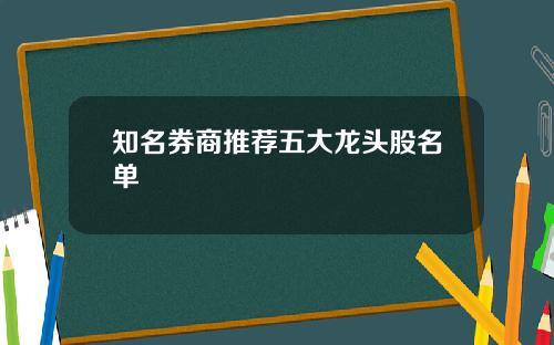 知名券商推荐五大龙头股名单