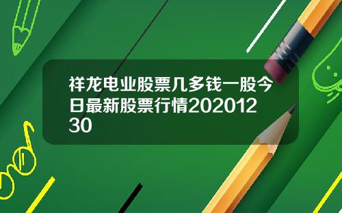祥龙电业股票几多钱一股今日最新股票行情20201230