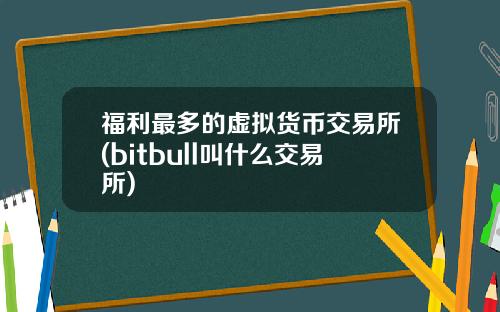福利最多的虚拟货币交易所(bitbull叫什么交易所)