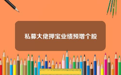 私募大佬押宝业绩预增个股