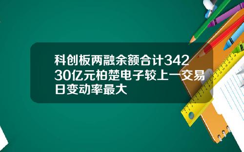 科创板两融余额合计34230亿元柏楚电子较上一交易日变动率最大