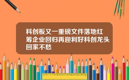 科创板又一重磅文件落地红筹企业回归再迎利好科创龙头回家不愁