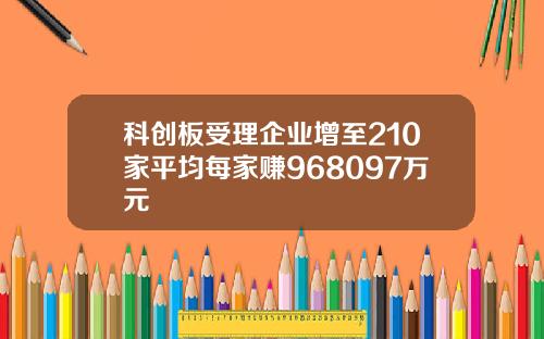 科创板受理企业增至210家平均每家赚968097万元