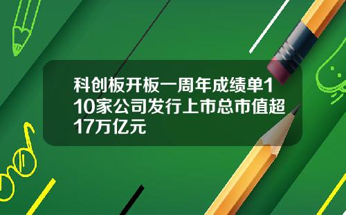 科创板开板一周年成绩单110家公司发行上市总市值超17万亿元