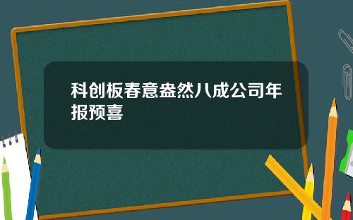 科创板春意盎然八成公司年报预喜