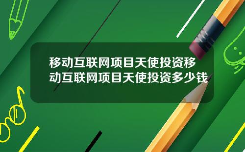 移动互联网项目天使投资移动互联网项目天使投资多少钱