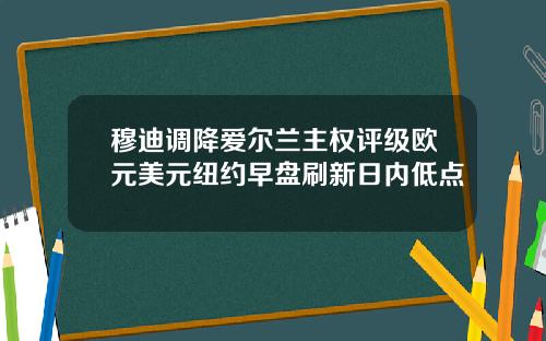 穆迪调降爱尔兰主权评级欧元美元纽约早盘刷新日内低点
