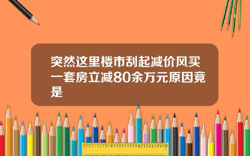 突然这里楼市刮起减价风买一套房立减80余万元原因竟是