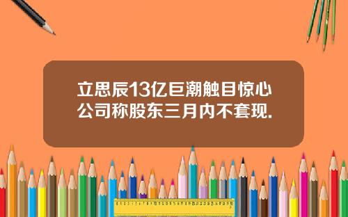 立思辰13亿巨潮触目惊心公司称股东三月内不套现.