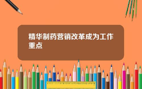 精华制药营销改革成为工作重点