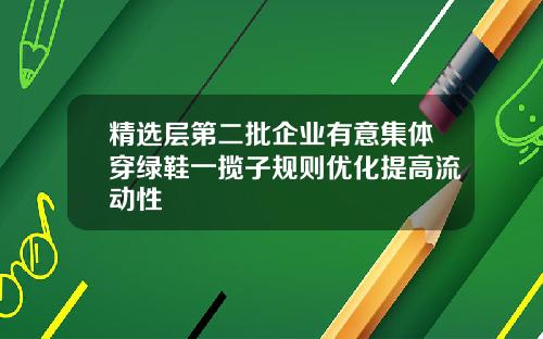 精选层第二批企业有意集体穿绿鞋一揽子规则优化提高流动性