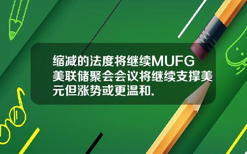 缩减的法度将继续MUFG美联储聚会会议将继续支撑美元但涨势或更温和.