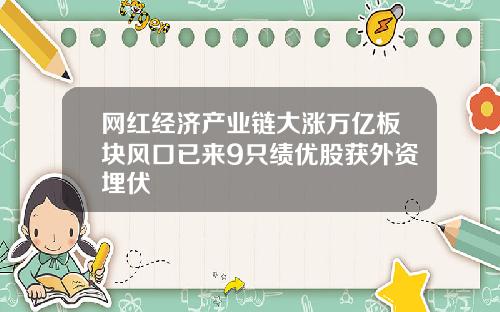 网红经济产业链大涨万亿板块风口已来9只绩优股获外资埋伏