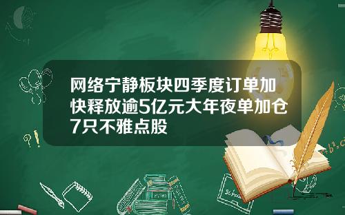 网络宁静板块四季度订单加快释放逾5亿元大年夜单加仓7只不雅点股