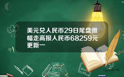 美元兑人民币29日尾盘微幅走高报人民币68259元更新一