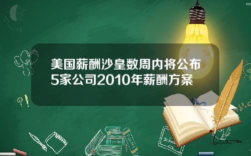 美国薪酬沙皇数周内将公布5家公司2010年薪酬方案