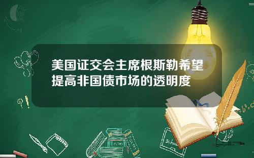 美国证交会主席根斯勒希望提高非国债市场的透明度