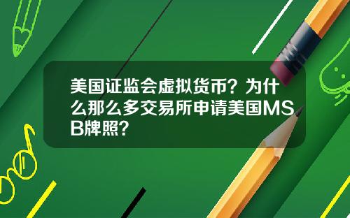 美国证监会虚拟货币？为什么那么多交易所申请美国MSB牌照？