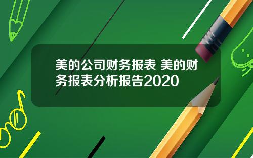 美的公司财务报表 美的财务报表分析报告2020