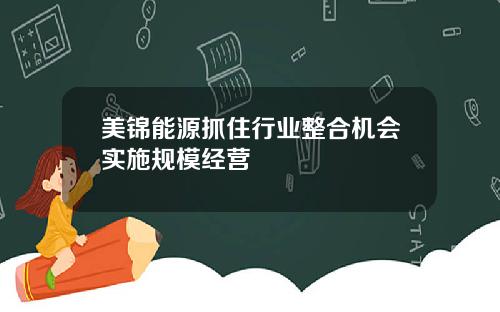 美锦能源抓住行业整合机会实施规模经营