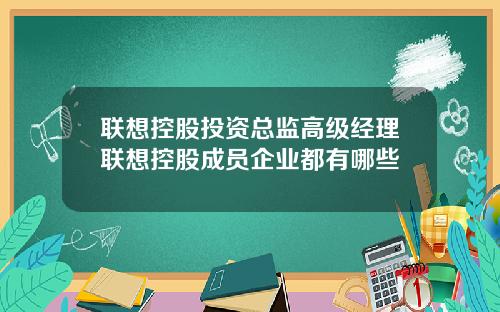 联想控股投资总监高级经理联想控股成员企业都有哪些