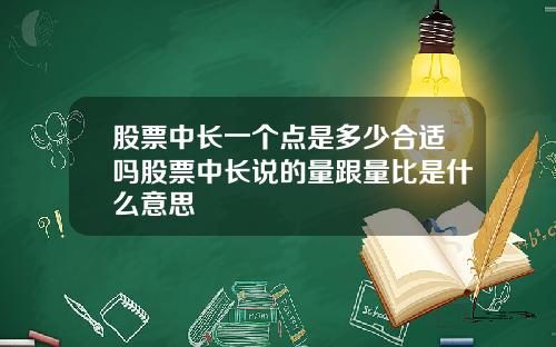 股票中长一个点是多少合适吗股票中长说的量跟量比是什么意思