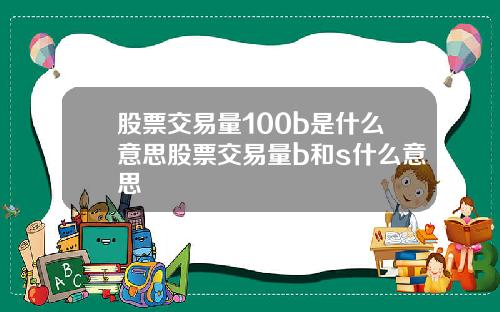 股票交易量100b是什么意思股票交易量b和s什么意思