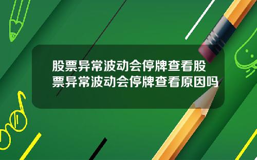 股票异常波动会停牌查看股票异常波动会停牌查看原因吗