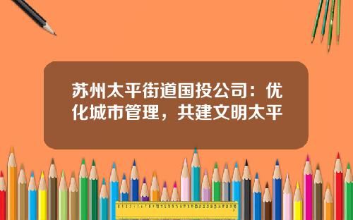 苏州太平街道国投公司:优化城市管理,共建文明太平