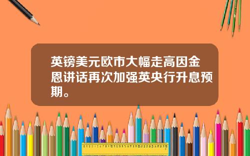英镑美元欧市大幅走高因金恩讲话再次加强英央行升息预期。