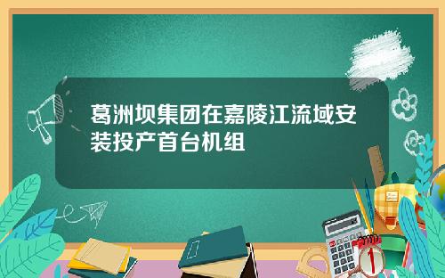 葛洲坝集团在嘉陵江流域安装投产首台机组