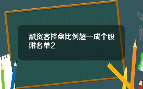 融资客控盘比例超一成个股附名单2